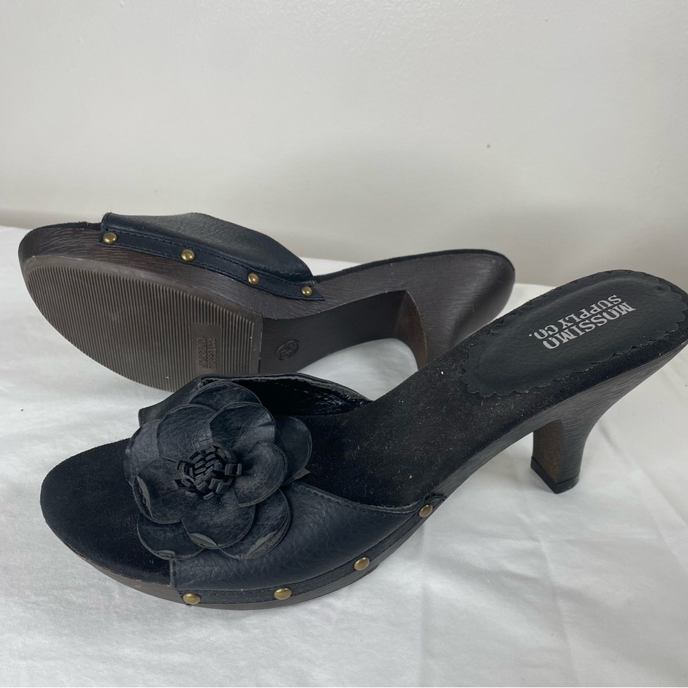 Mossimo Supply Co. Black Mules with Floral Accent